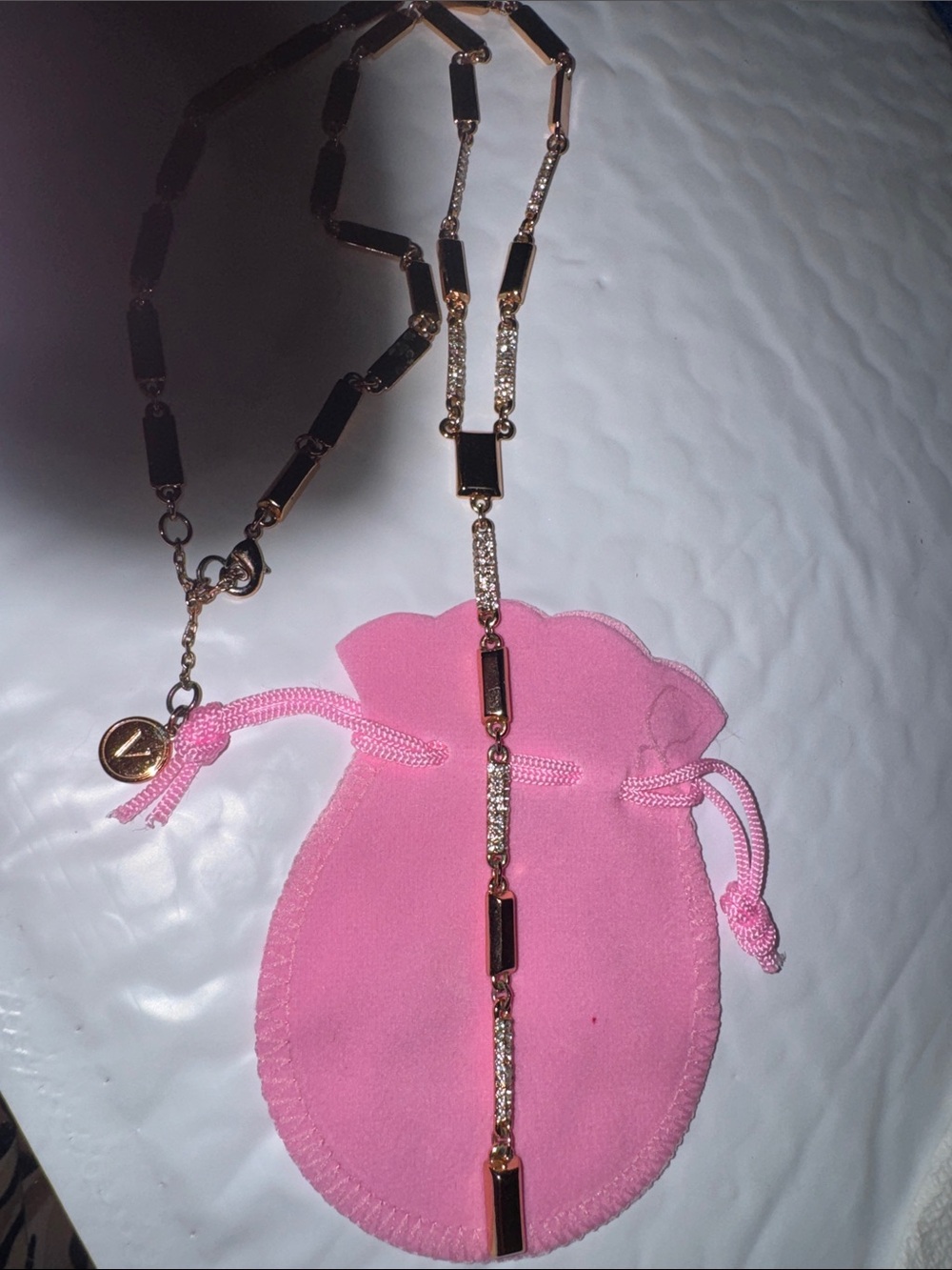 Gold-Tone Necklace with Black Enamel Accents - Elegant Women's Pendant - Picture 2 of 7